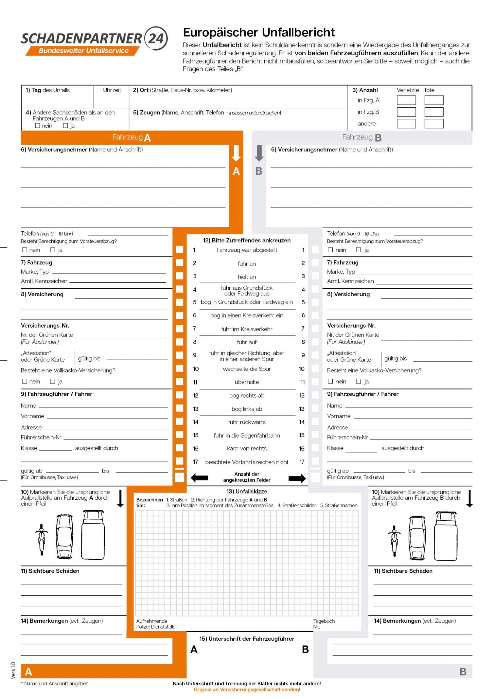 Unfallbericht - Schadenpartner24 Unfallservice